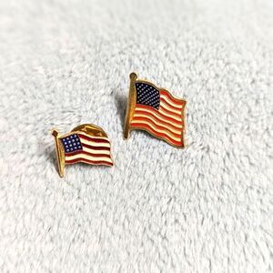 Vintage Goldtone and Enamel American Flag Tac Pins